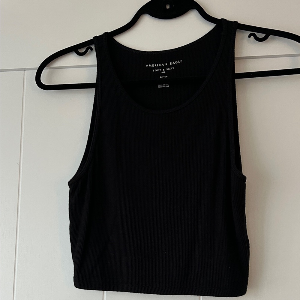 2/$15 Cropped American Eagle Black Ribbed Tank